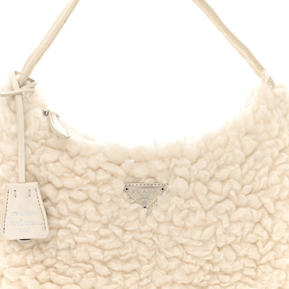Prada Shearling Mini Re-Edition 2000 Bag Ecru 7 of 9