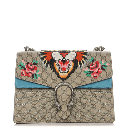 Gucci GG Supreme Monogram Angry Cat Embroidered Medium Dionysus Shoulder Bag Beige Ultramarine 1 of 9