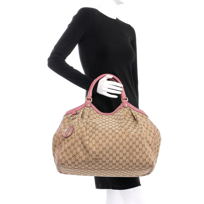 Gucci Monogram Large Sukey Tote Beige Peonia Flower 2 of 12