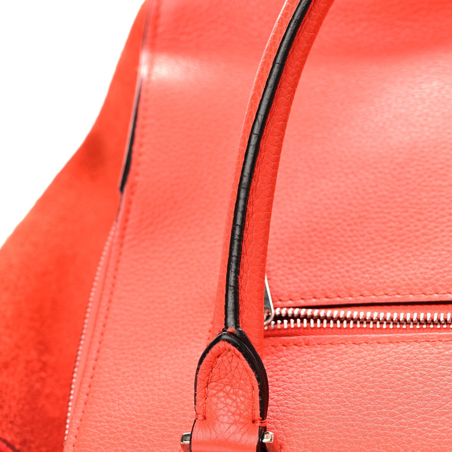 Celine Drummed Calfskin Suede Double Zip Trapeze Vermillion 18 of 19