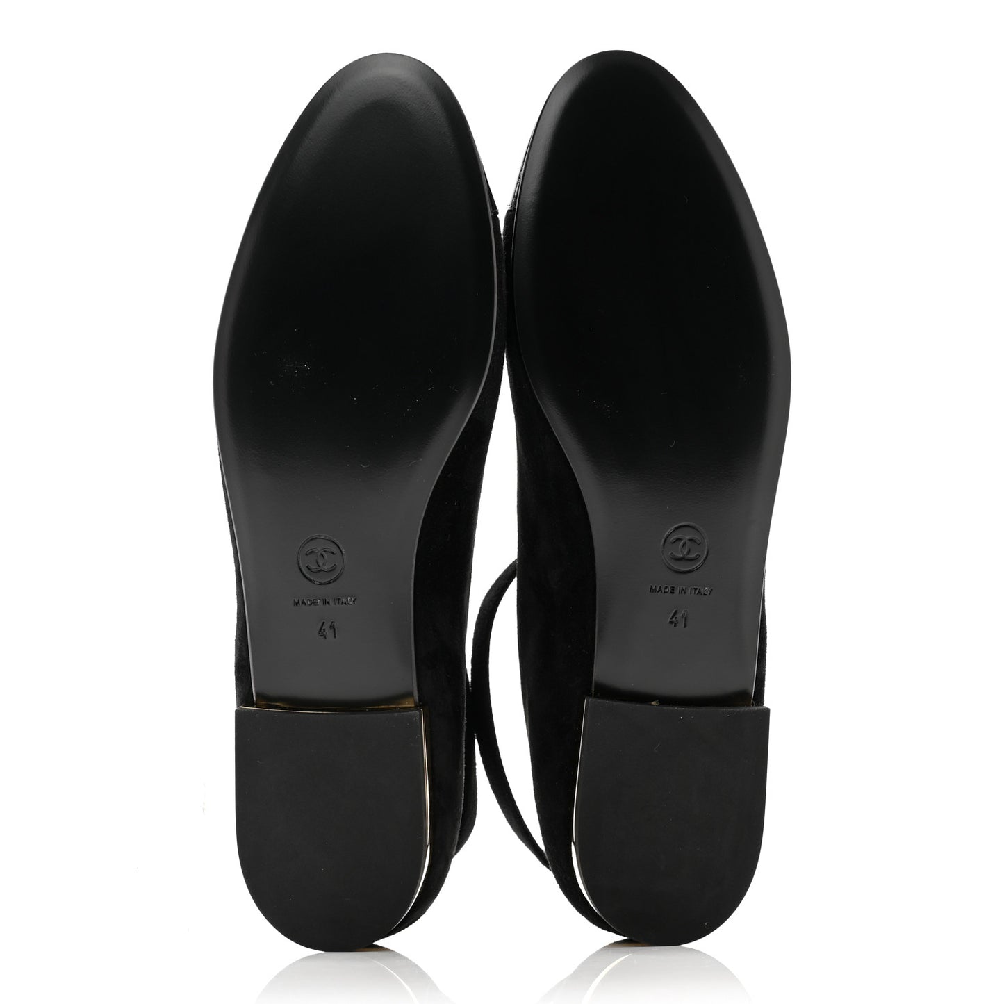 Suede Patent Cap Toe CC Mary Jane Flats 41 Black