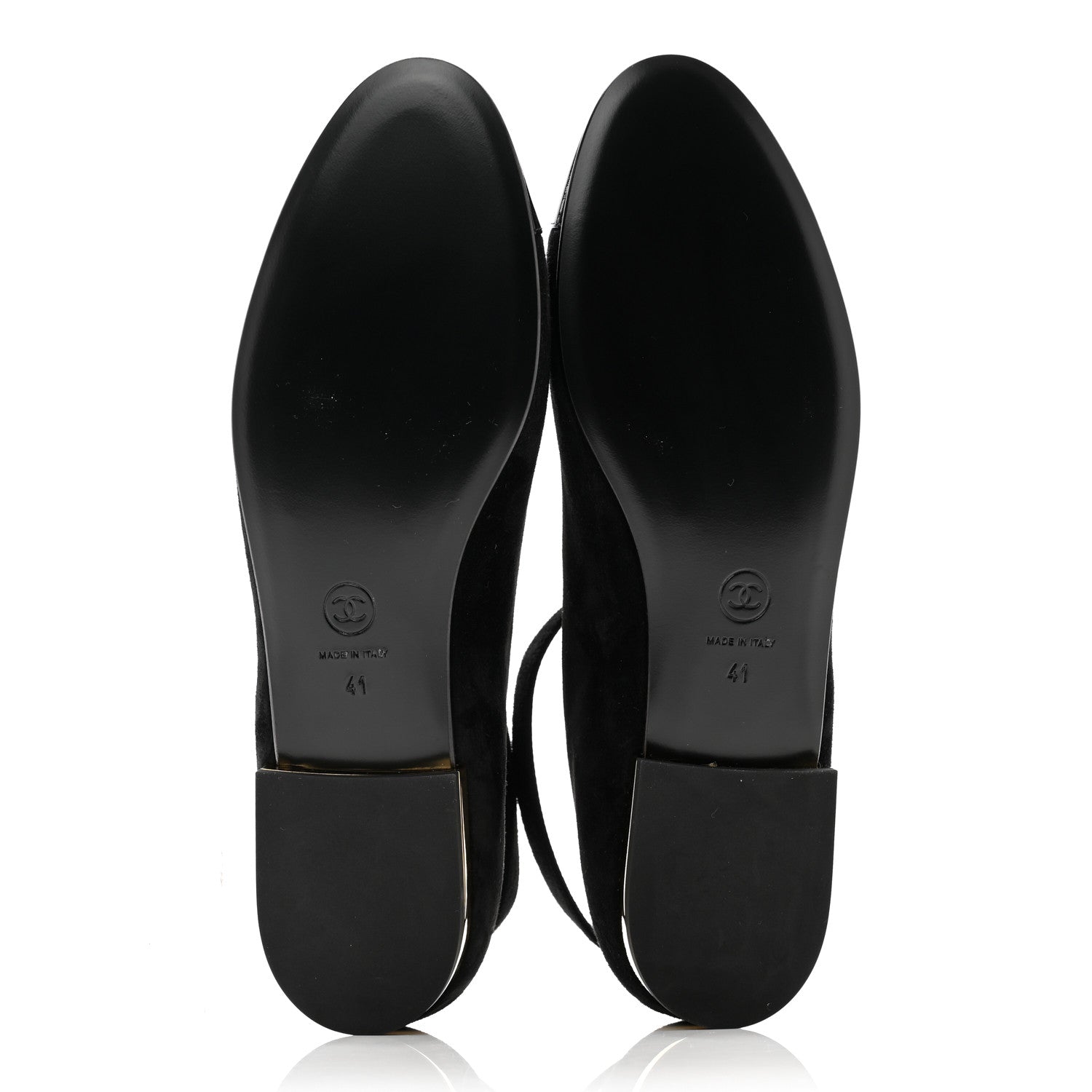 Chanel Suede Patent Cap Toe CC Mary Jane Flats 41 Black 5 of 9