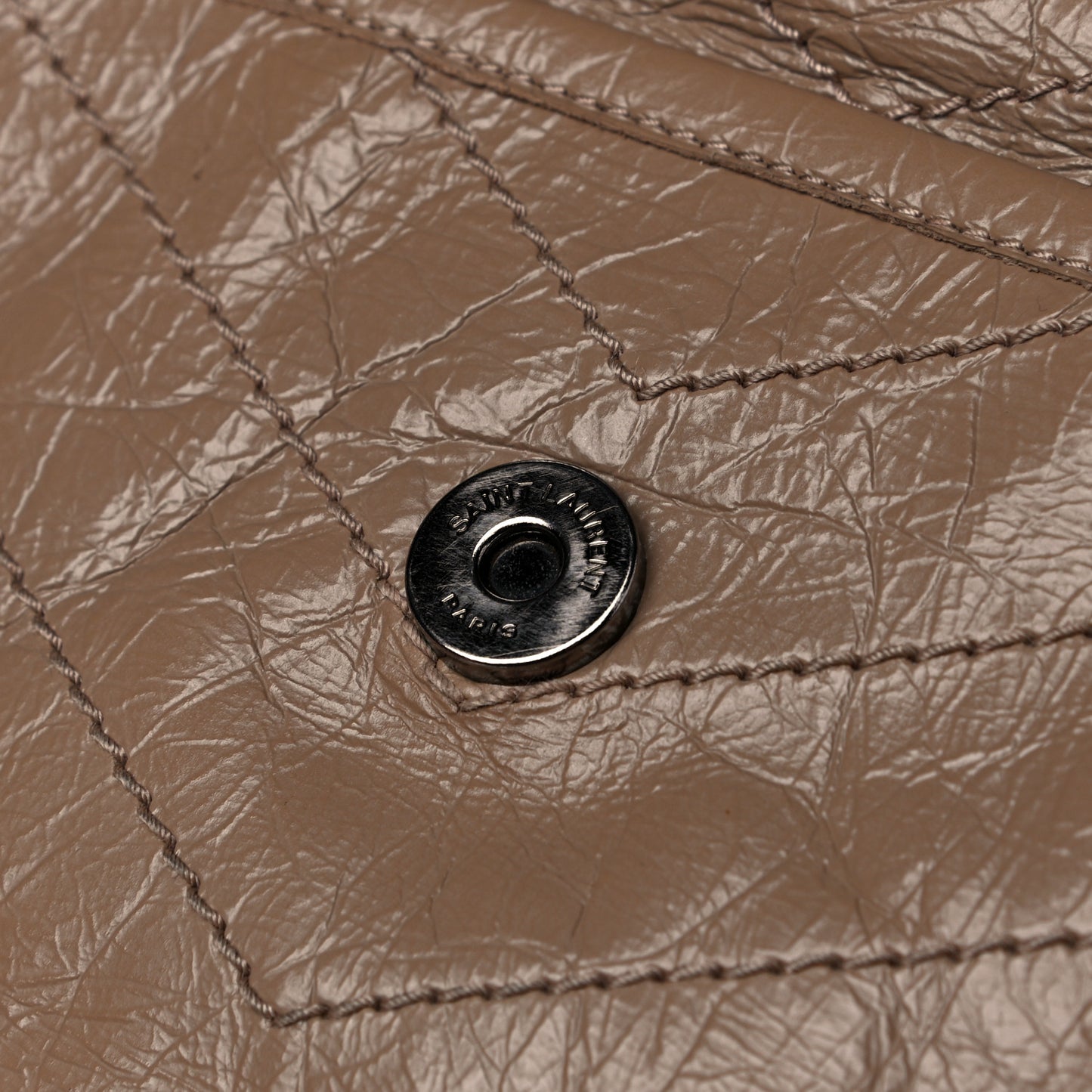 Crinkled Calfskin Matelasse Monogram Medium Niki Chain Satchel Light Taupe