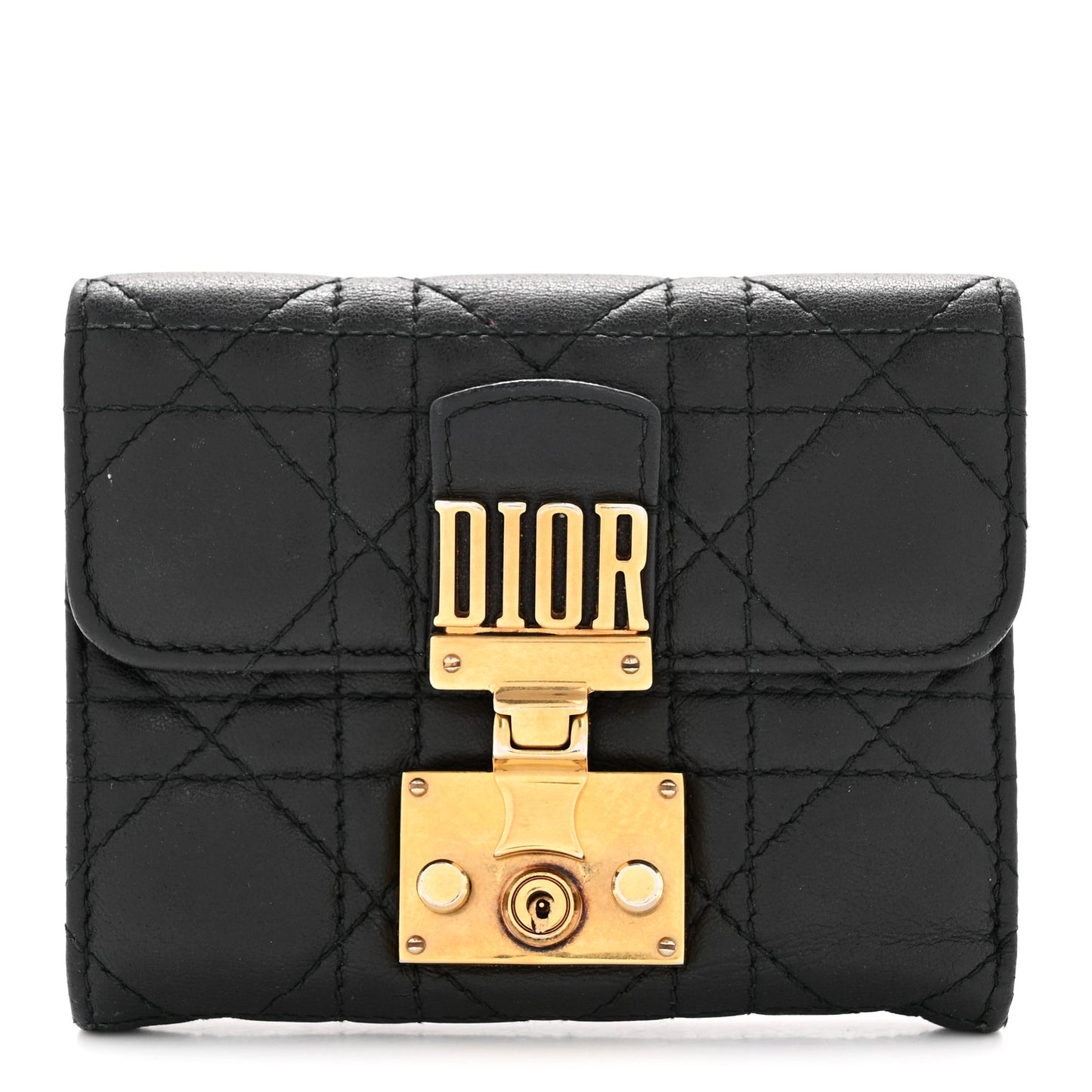 Lambskin Cannage Dioraddict Flap Wallet Black