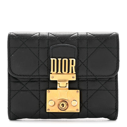 Christian Dior Lambskin Cannage Dioraddict Flap Wallet Black 1 of 9