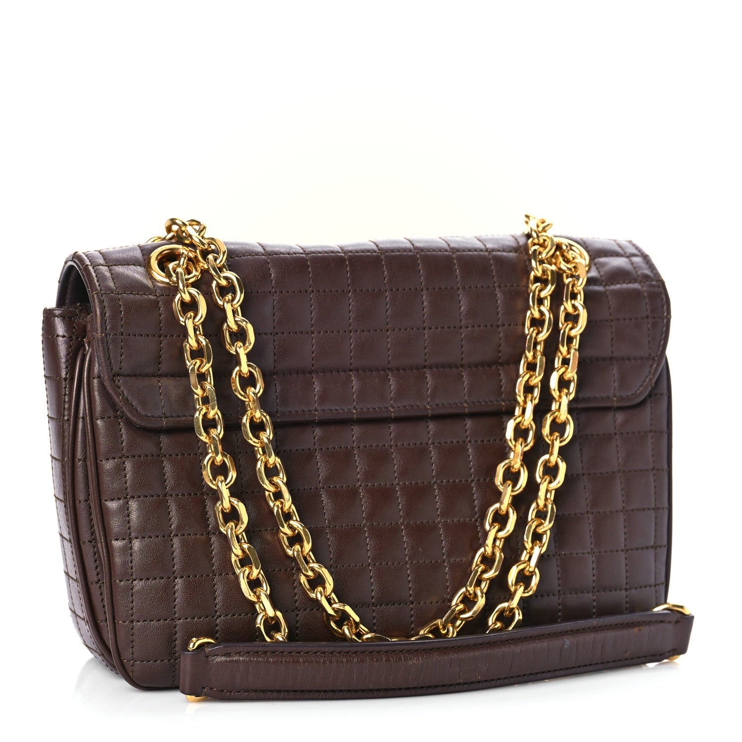 Celine Calfskin Quilted Medium C Bag Dark Brown 3 of 14