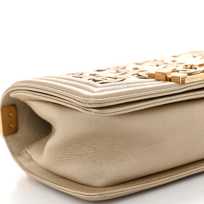 Chanel Metallic Lambskin Small Golden CC Boy Flap Dark Gold 9 of 10