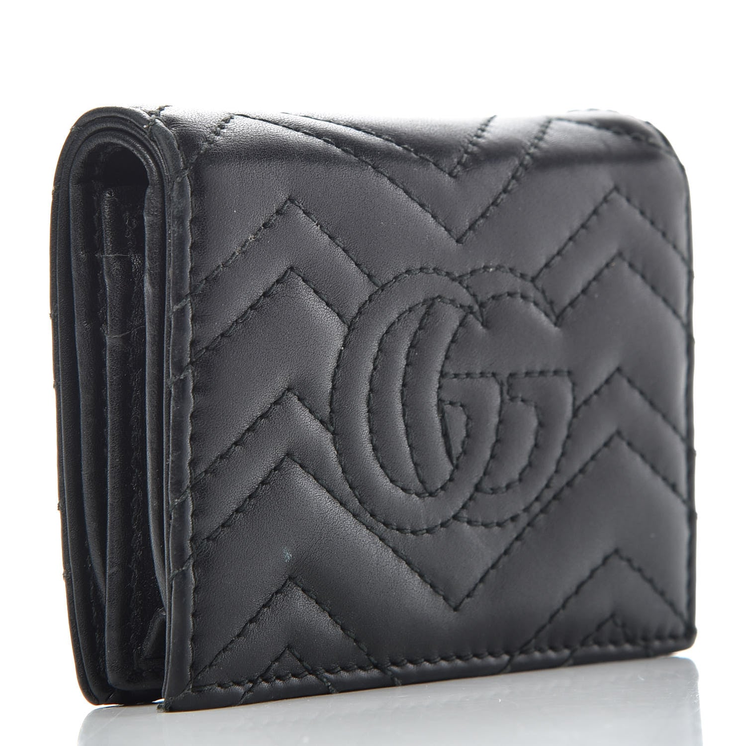 Gucci Calfskin Matelasse GG Marmont Card Case Wallet Black 3 of 6