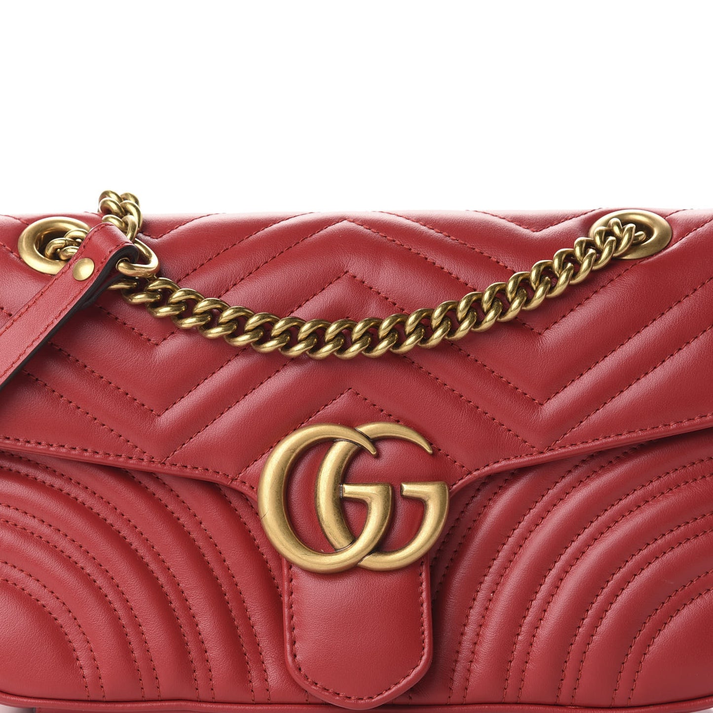 Calfskin Matelasse Small GG Marmont Shoulder Bag Hibiscus Red