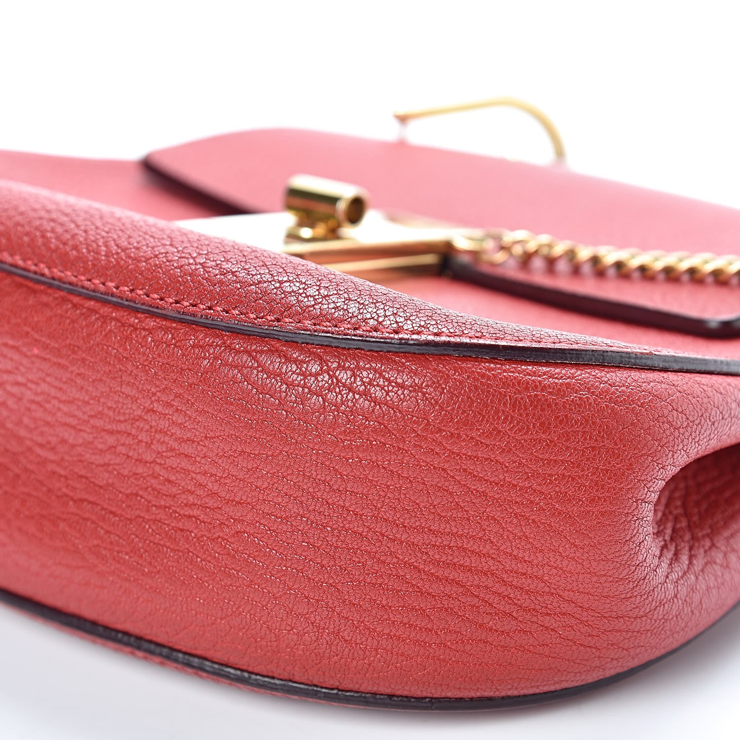 Chloe Grained Lambskin Mini Drew Shoulder Bag Plaid Red 14 of 19