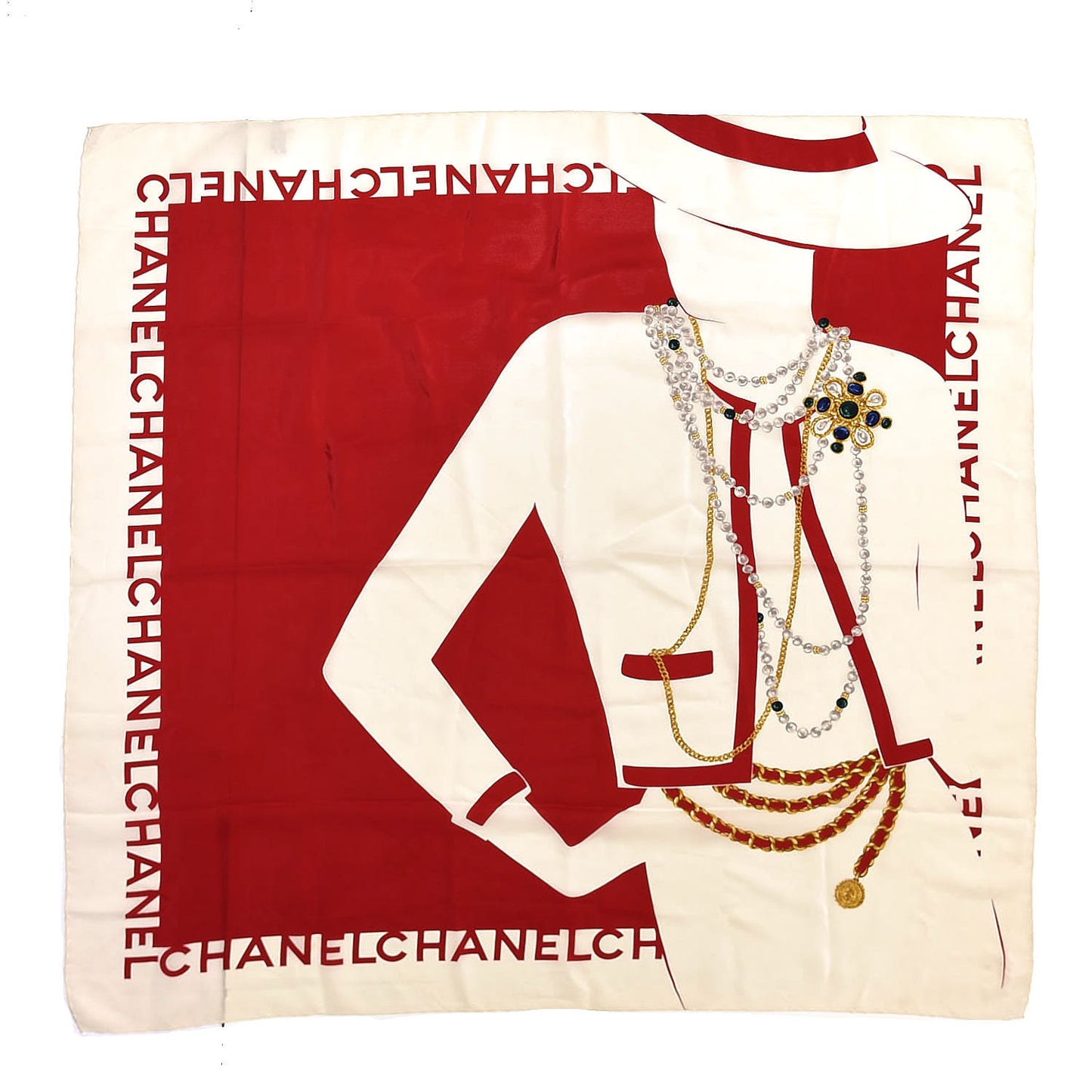 Silk Coco Scarf Red White