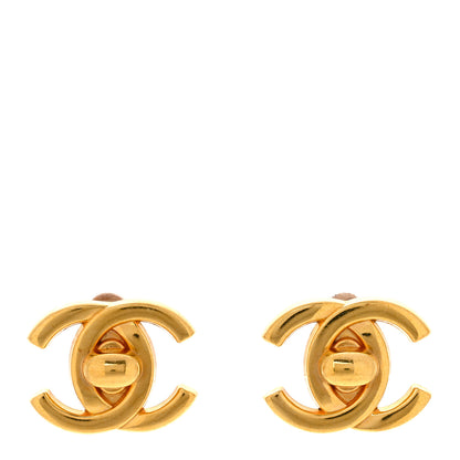Chanel Metal CC Turnlock Clip On Earrings Gold 1 of 4