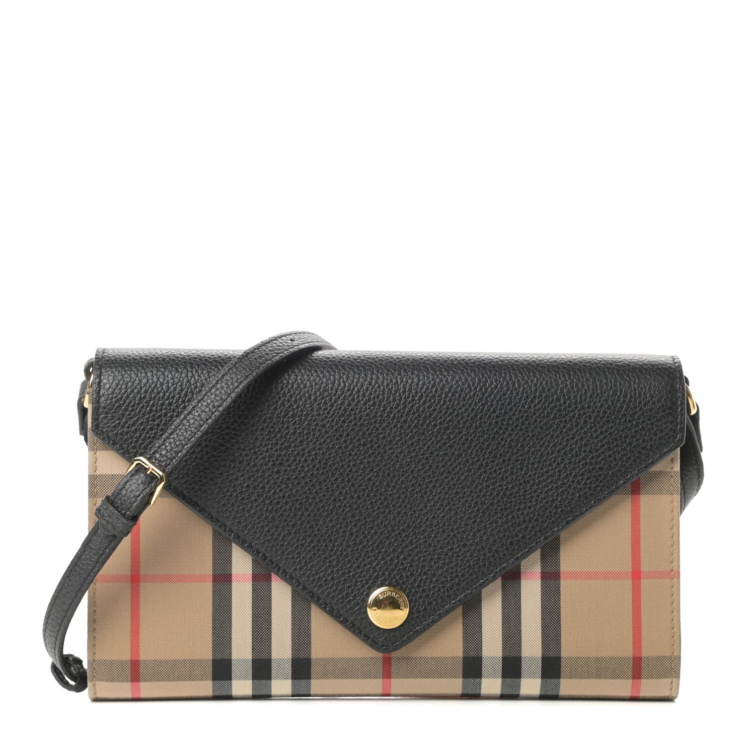 Burberry Grainy Calfskin Vintage Check Wallet With Detachable Strap Black 1 of 12