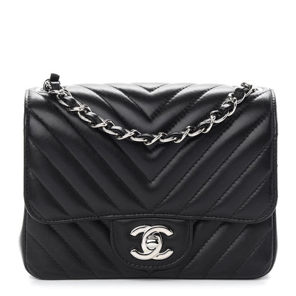 Chanel Lambskin Chevron Quilted Mini Square Flap Black 1 of 9
