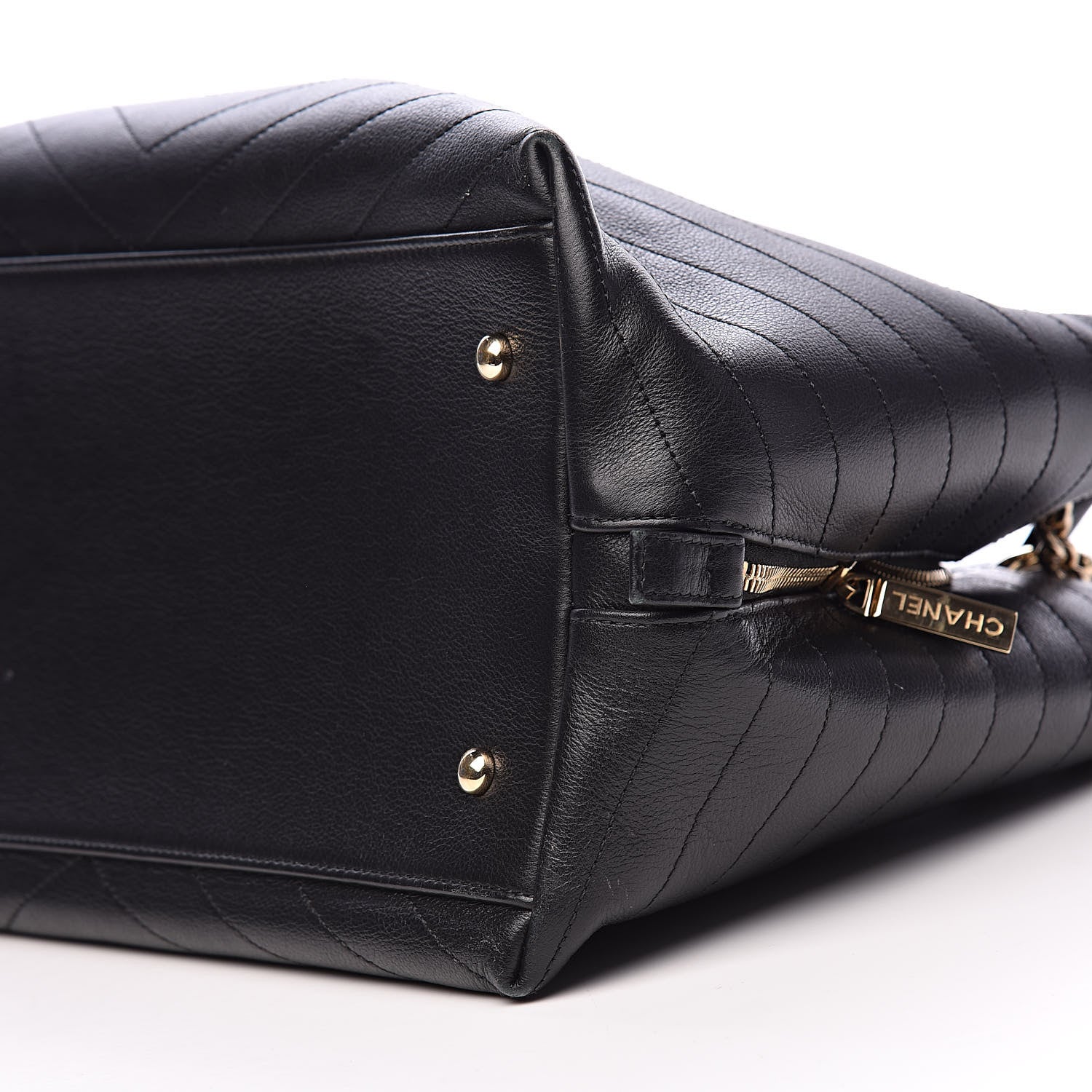 Chanel Calfskin Stitched Large Chevron Chic Shopping Bag Black 19 of 26