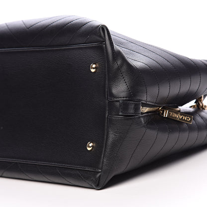 Chanel Calfskin Stitched Large Chevron Chic Shopping Bag Black 19 of 26