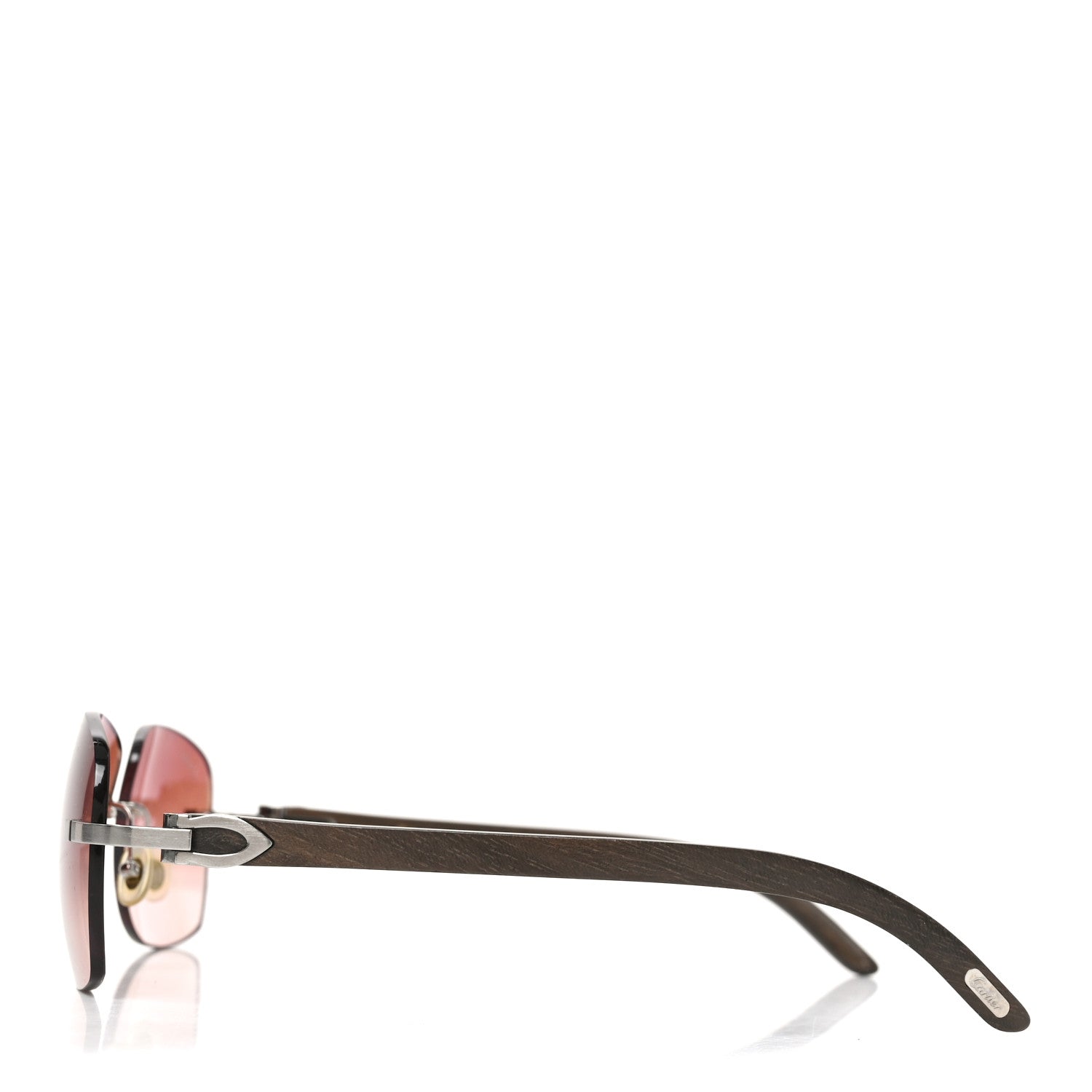 Cartier Metal Rimless C Decor Sunglasses Silver Brown 3 of 7