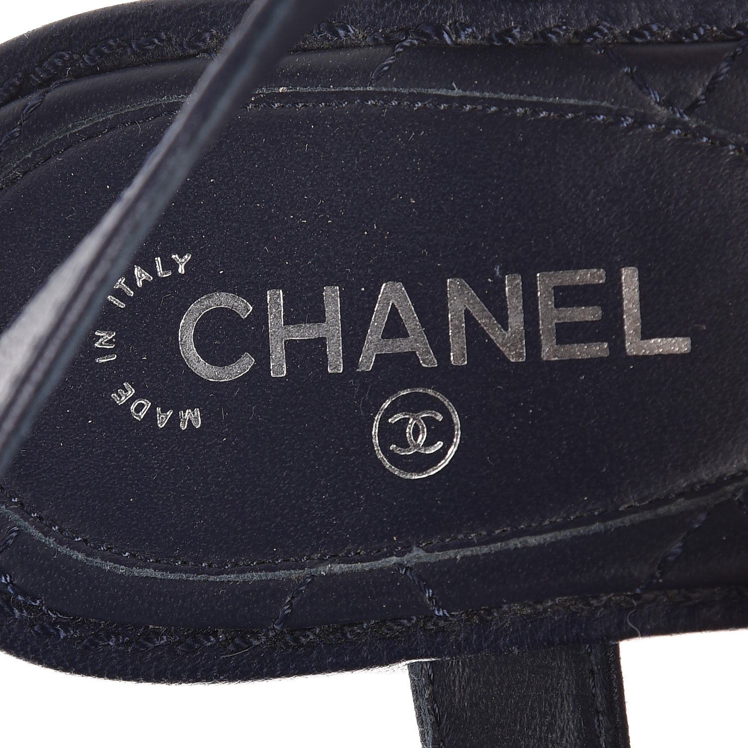Chanel Lambskin CC Chain Thong Sandals 35.5 Navy Blue 9 of 10