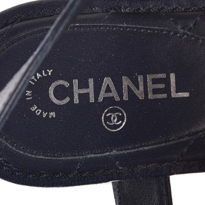 Chanel Lambskin CC Chain Thong Sandals 35.5 Navy Blue 9 of 10