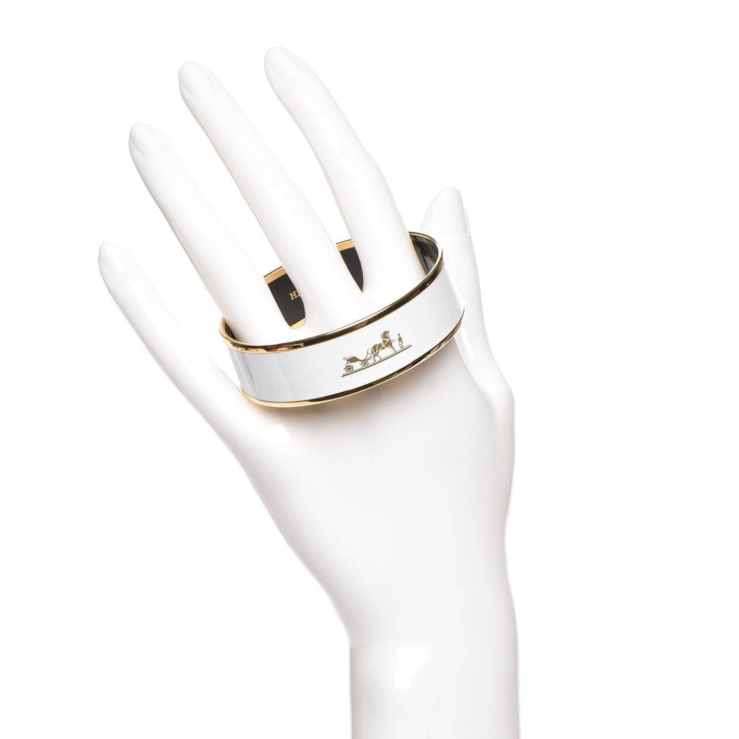 Enamel Printed Wide Caleche Bracelet 62 White