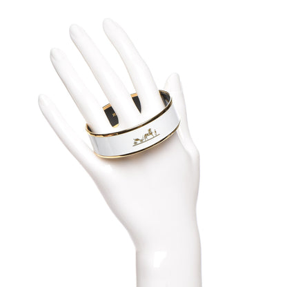 Hermes Enamel Printed Wide Caleche Bracelet 62 White 2 of 6