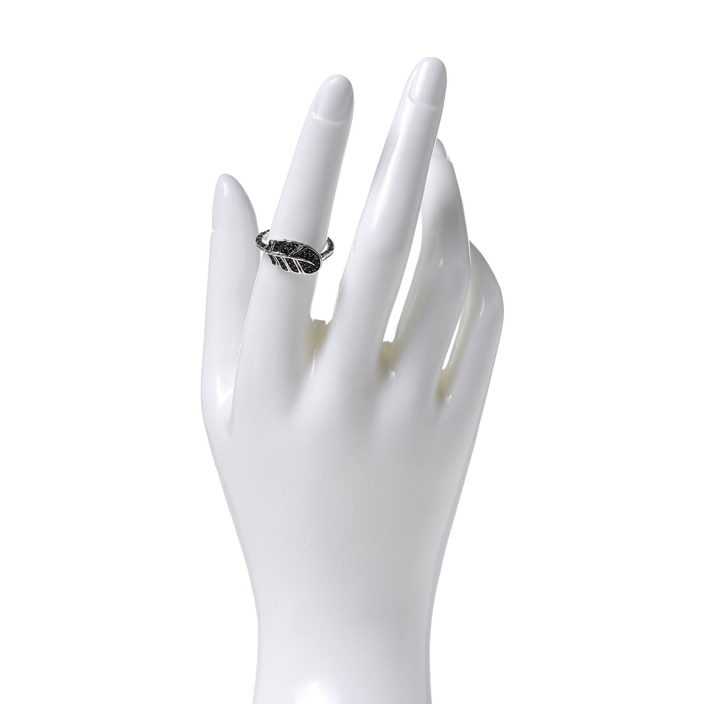 Sterling Silver Black Sapphire Black Spinel Feather Lava Ring 54 7