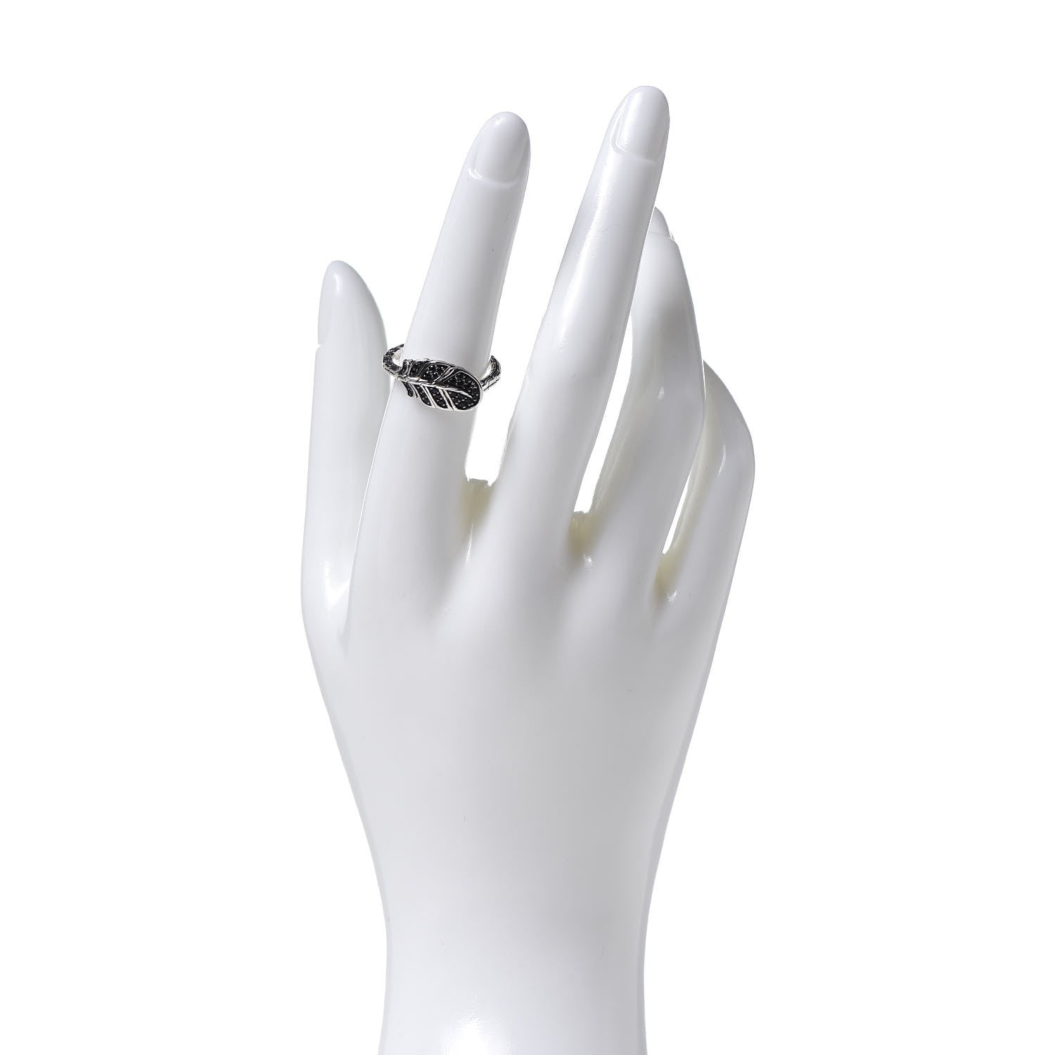 John Hardy Sterling Silver Black Sapphire Black Spinel Feather Lava Ring 54 7 2 of 6