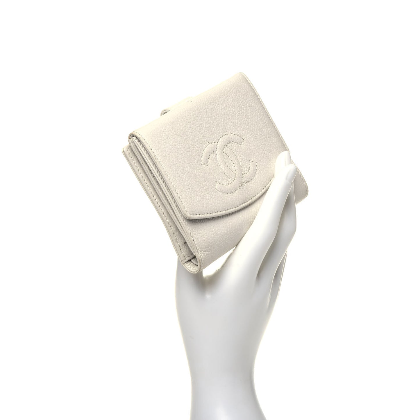 Caviar Timeless CC Compact Flap Wallet White