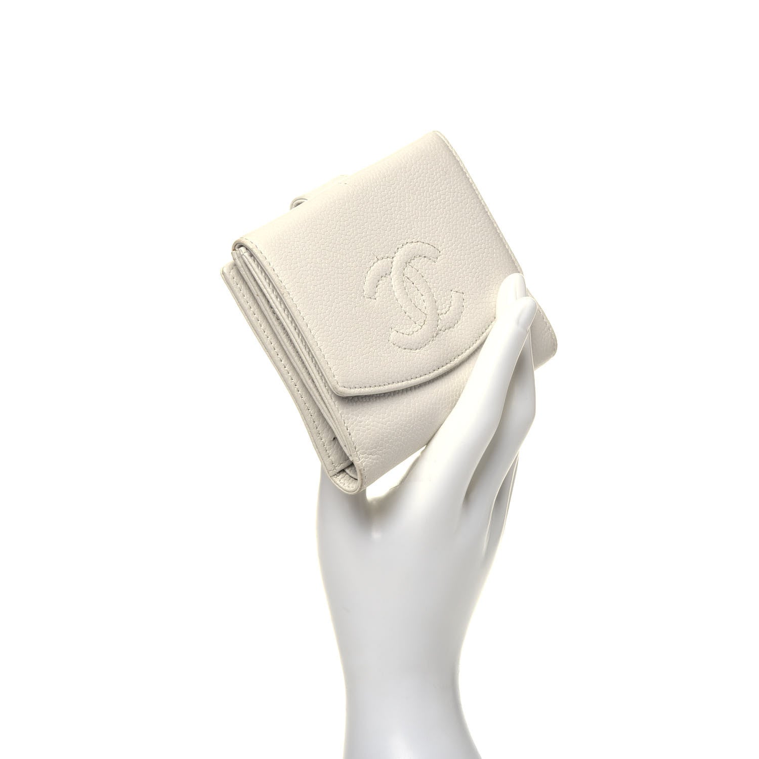 Chanel Caviar Timeless CC Compact Flap Wallet White 2 of 7
