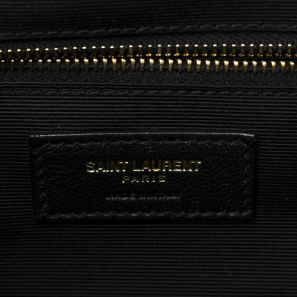 Saint Laurent Grain De Poudre Textured Mixed Matelasse Large Triquilt Monogram Satchel Black 6 of 10