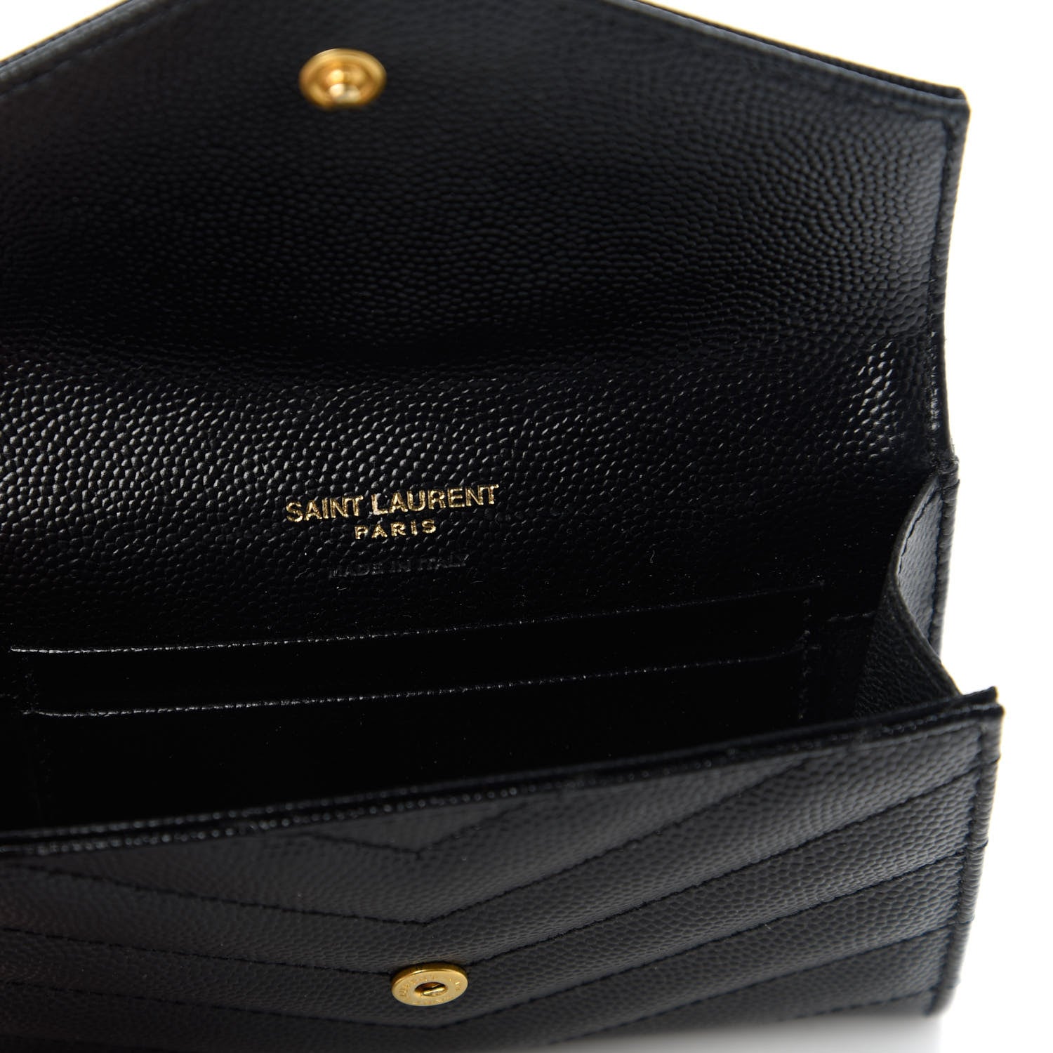 Saint Laurent Grain De Poudre Matelasse Chevron Small Monogram Envelope Wallet Black 8 of 10