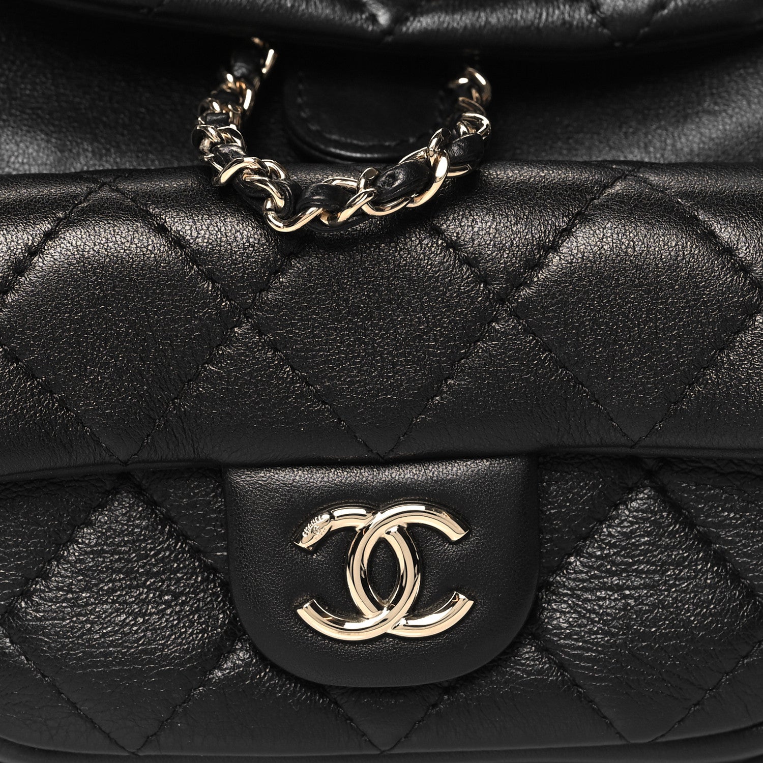 Chanel Lambskin Quilted Small Duma Drawstring Backpack Black 8 of 10