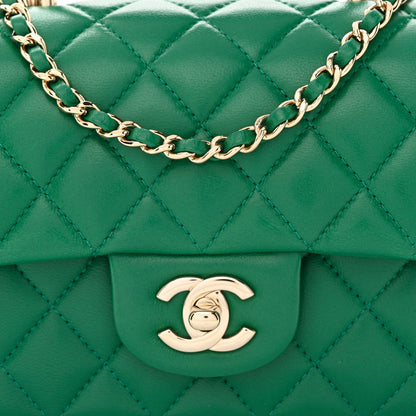 Chanel Lambskin Quilted Mini Top Handle Rectangular Flap Green 8 of 11