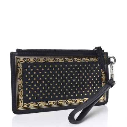 Gucci X SEGA Calfskin GUCCY Stars Small Zip Pouch Black Gold 3 of 8