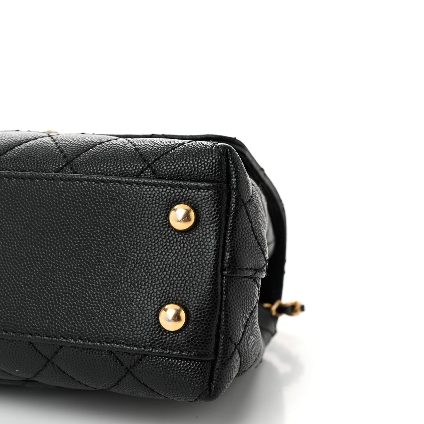 Caviar Quilted Mini Coco Chain Handle Flap Black