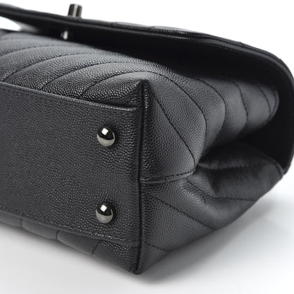 Chanel Caviar Chevron Quilted Mini Coco Handle Flap So Black 6 of 10