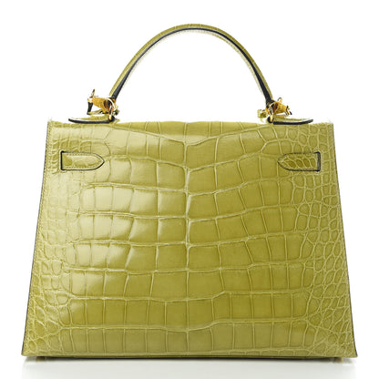 Hermes Shiny Alligator Kelly Sellier 32 Vert Chartreuse 5 of 40