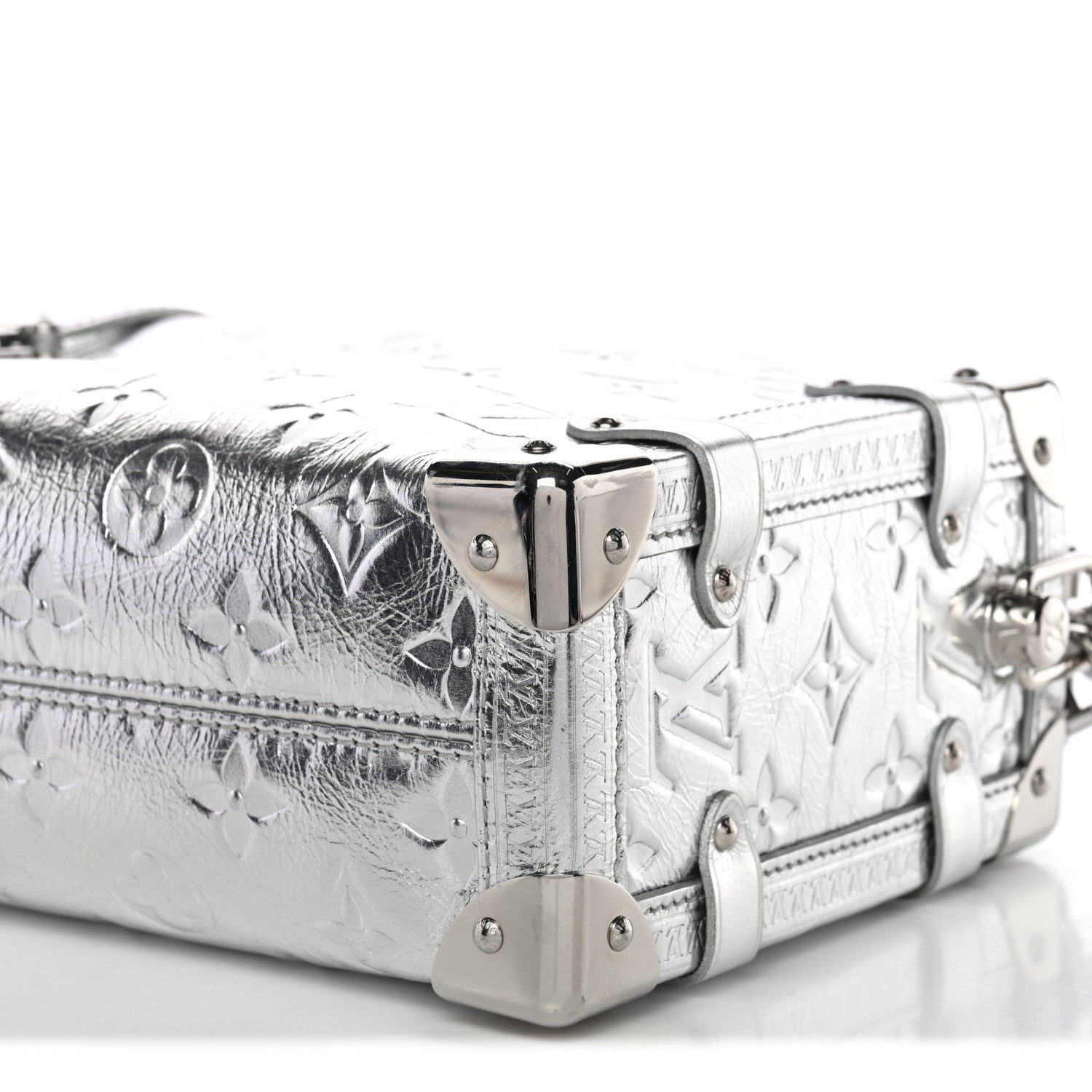 Louis Vuitton Calfskin Monogram Miroir LV Ski Side Trunk MM Silver