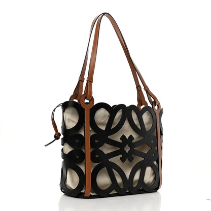 Loewe Smooth Calfskin Small Anagram Cutout Tote Black 3 of 9
