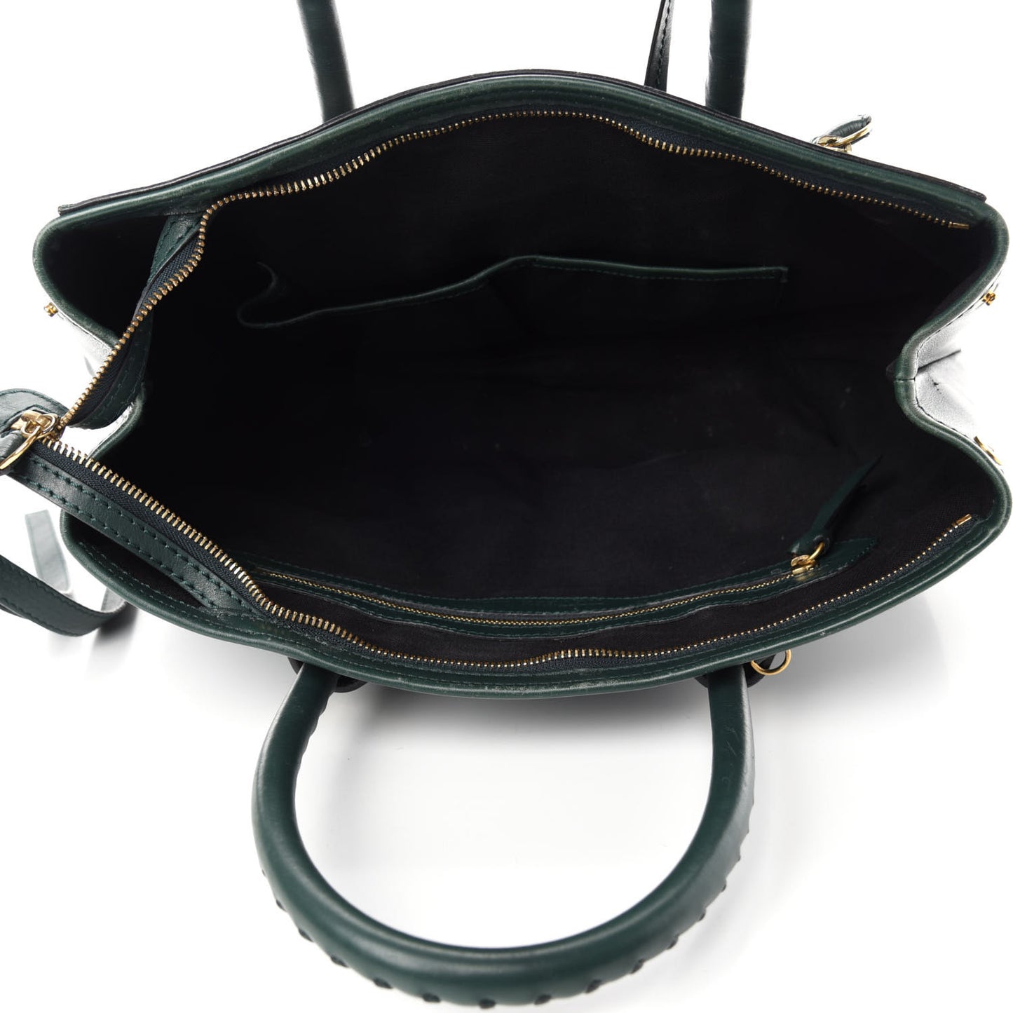 Calfskin Whipstitch Folk Tote Bag Dark Green Bottle