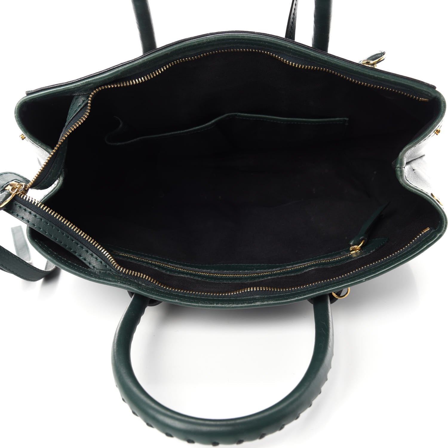 Alexander McQueen Calfskin Whipstitch Folk Tote Bag Dark Green Bottle 6 of 13