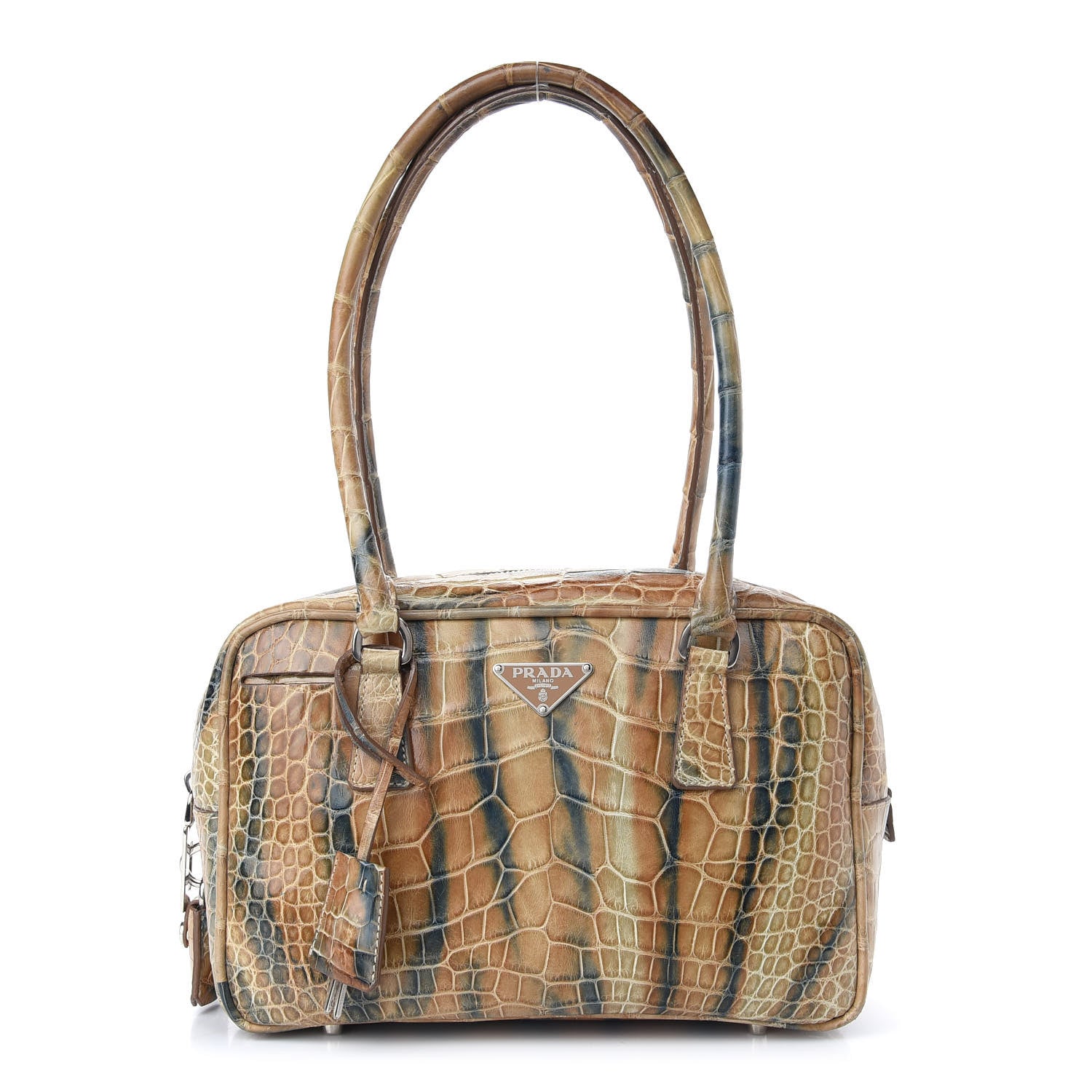 Prada Crocodile Embossed Tote Brown 1 of 8