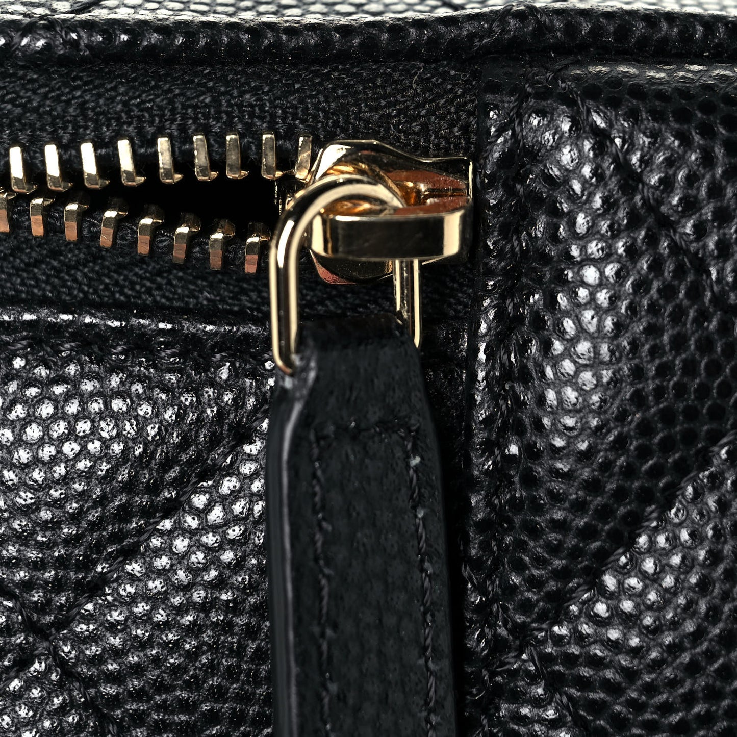 Caviar Quilted Top Handle Jewelry Case Black