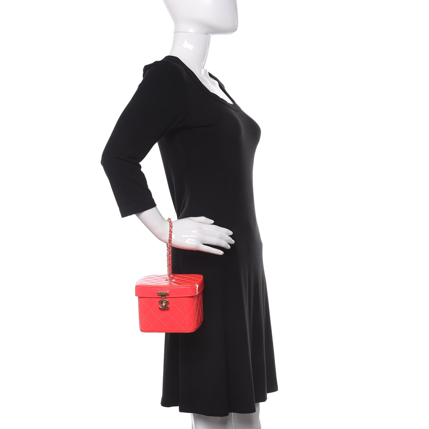 Chanel Patent Quilted Minaudiere Makeup Case Pink 2 of 10