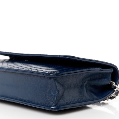 Chanel Caviar Chevron Wallet On Chain WOC Navy 10 of 10