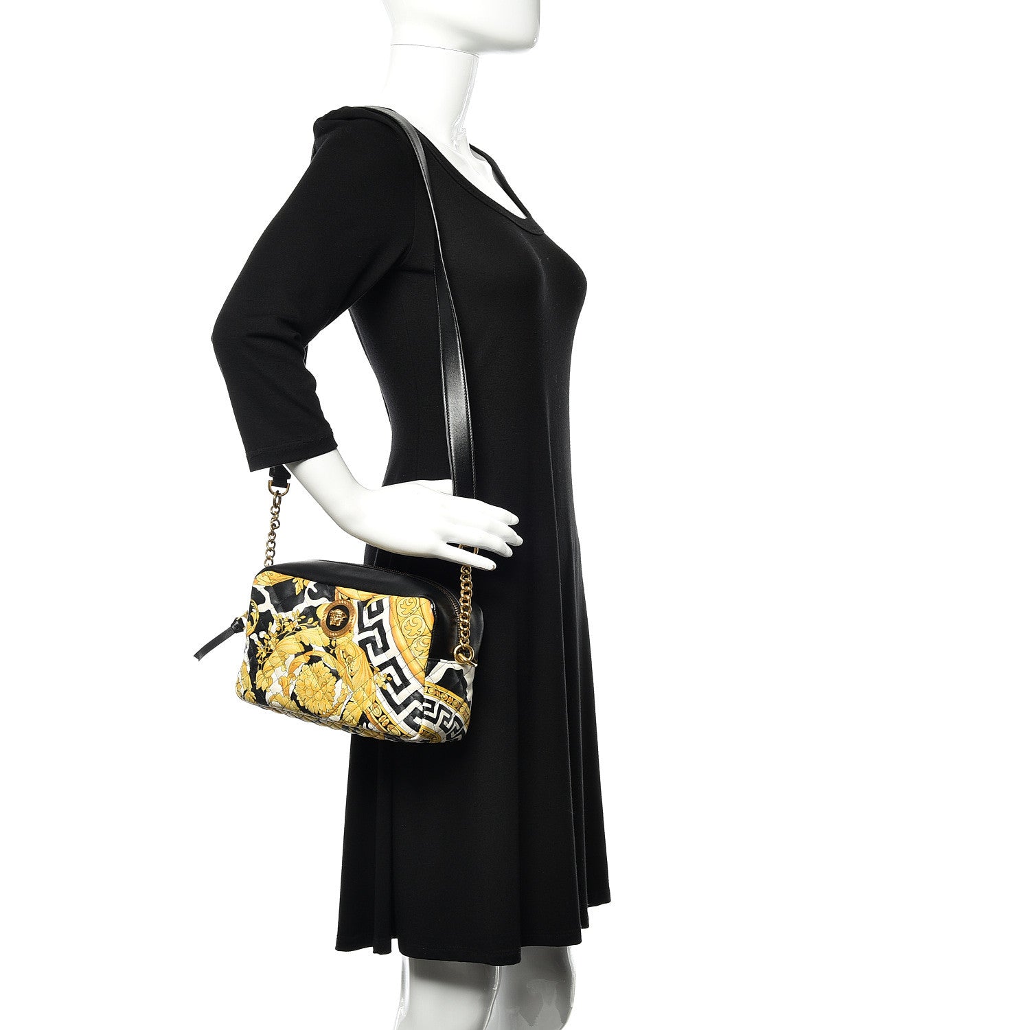 Versace Nappa Quilted Barocco Print Small Camera Bag Black 2 of 10