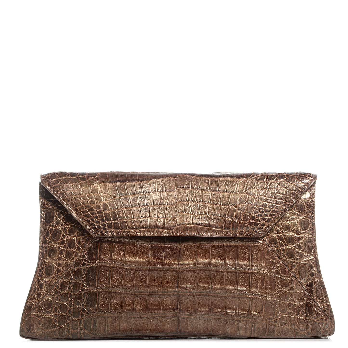 Crocodile Envelope Clutch Bronze