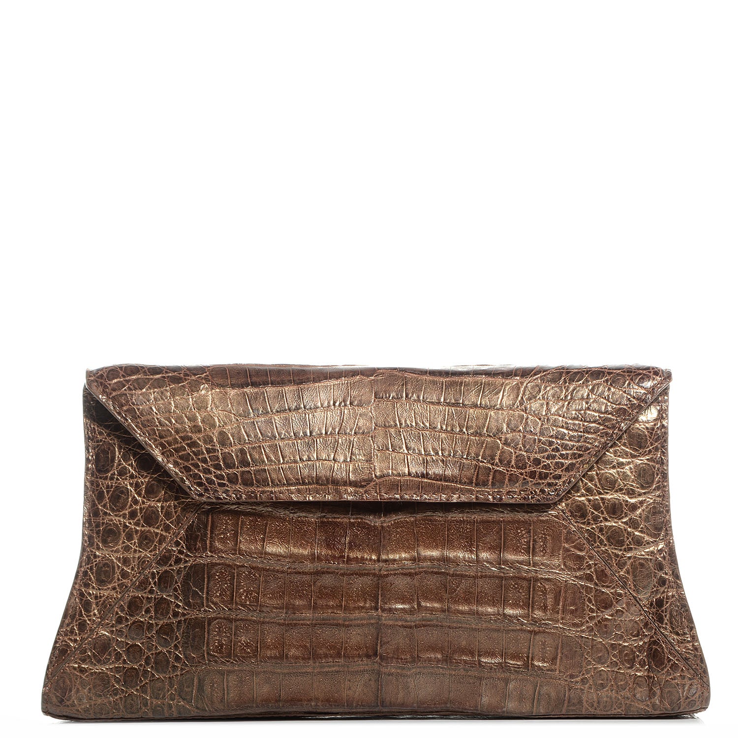 Nancy Gonzalez Crocodile Envelope Clutch Bronze 1 of 8