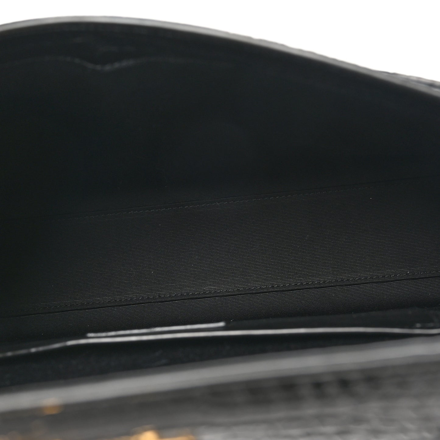 Shiny Calfskin Crocodile Embossed Manhattan Baguette Black