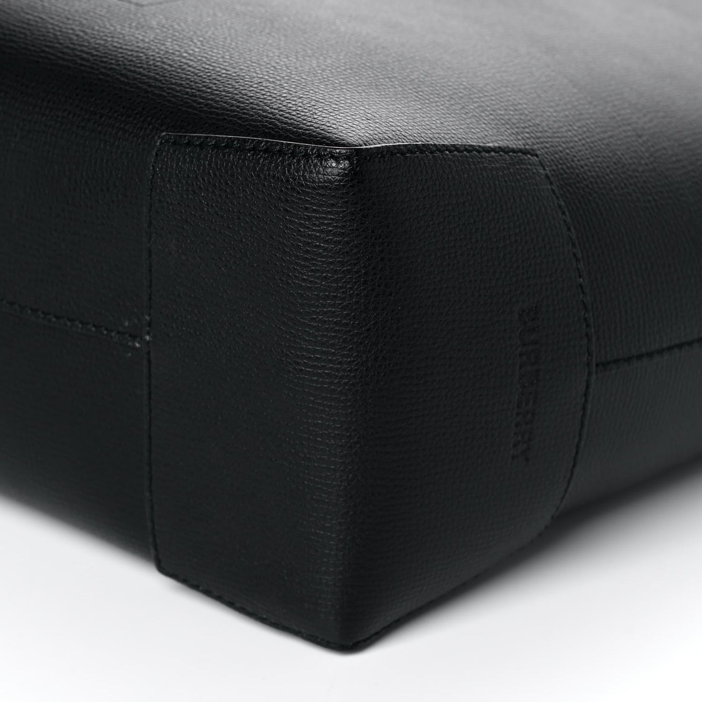 Calfskin TB Motif Embossed Medium Tote Black